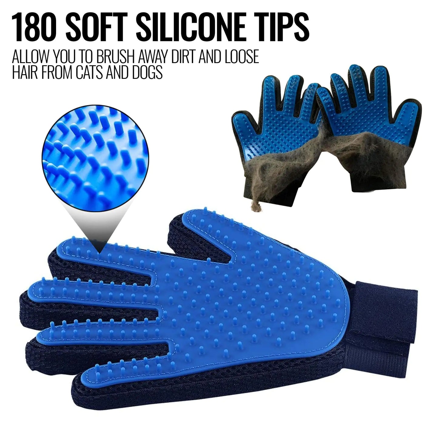 Pet Grooming Massage Gloves for Dogs, Cats & Horses