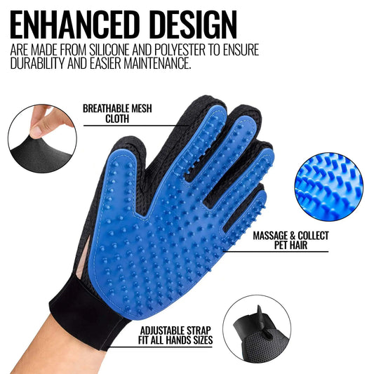 Pet Grooming Massage Gloves for Dogs, Cats & Horses